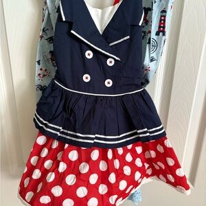 Mia Miel Bon Voyage Disney Cruise Navy and Red Polka Dot Dress